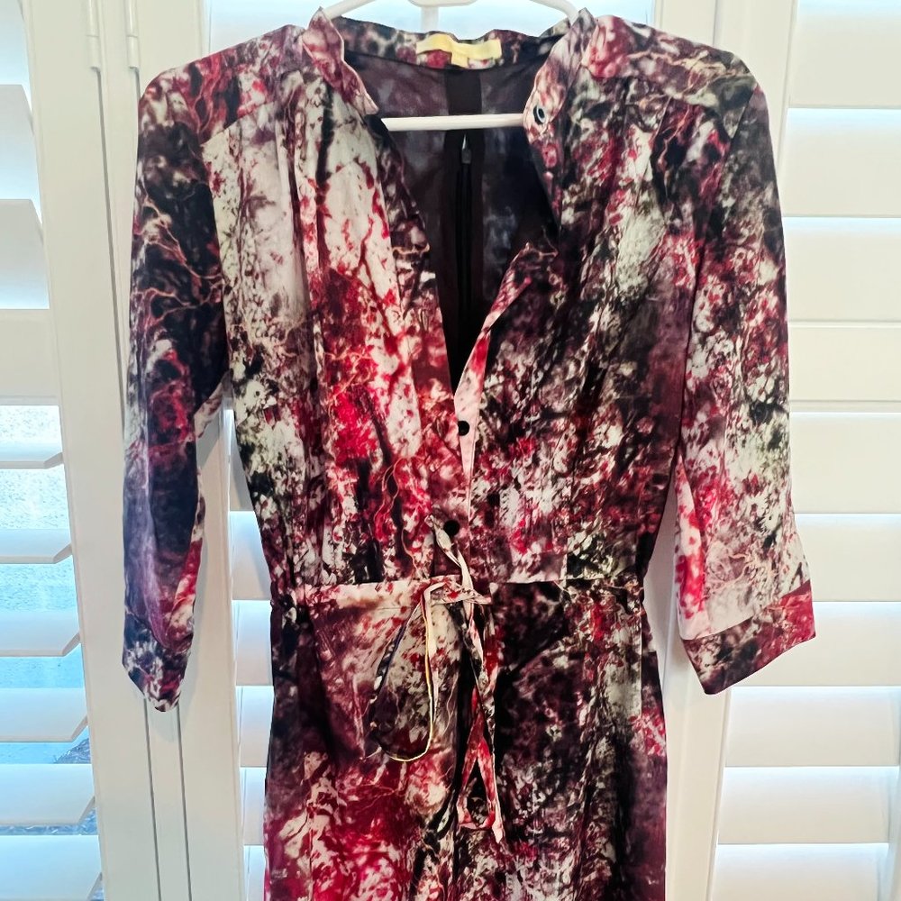 TIE DYE DRAWSTRING 3/4 SLEEVE MINI DRESS